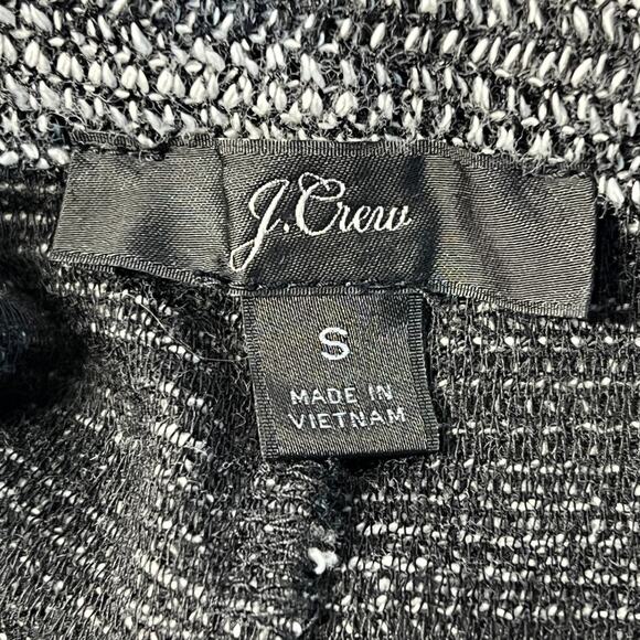 J.Crew Open Front Belted Cardigan Sweater Size Small Black White Pockets Cozy - Picture 4 of 9
